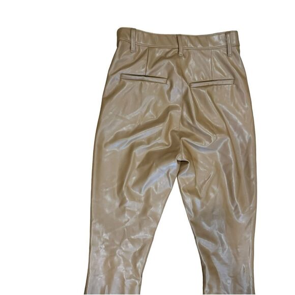 Abercrombie & Fitch Skinny Ultra High Rise Vegan Leather Split Hem Pants Tan - Picture 8 of 10